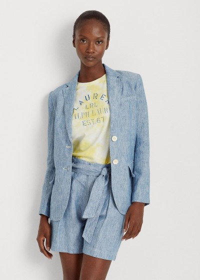 Blazer Ralph Lauren Chambray-Linen Mulher 08912-TBVQ